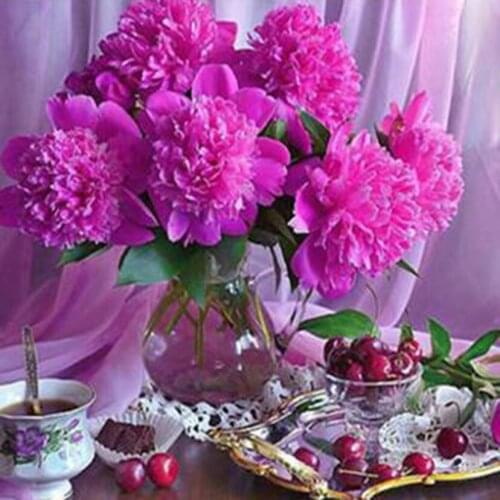 5D DIY Diamond Painting Square/Round Diamond Flower Painting Purple Big Flower Picture Cross Stitch Embroidery Decoration WG2983
