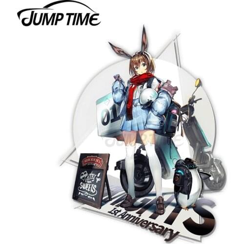 Jump Time 13 x10.8cm For Arknights Amiya Fresh Fastener Alt Costume Waifu Car Stickers Anime Decal VAN Windshield Vinyl Car Wrap