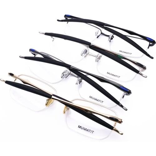Belight Optical American Sports Design Classical Titanium Half Rimless Frame Men Prescription Eyeglasses Optical Eyewear V581