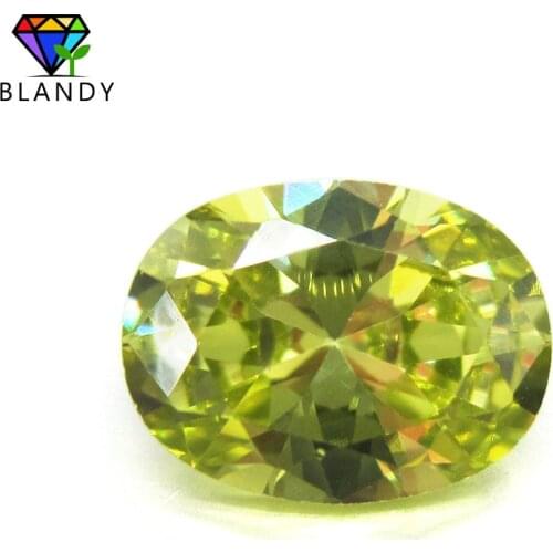 Free Shipping 2x3~13x18mm 5A Oval Cut Peridot Yellow CZ Stones Loose Cubic Zirconia Stone Synthetic Gems For Jewelry Making