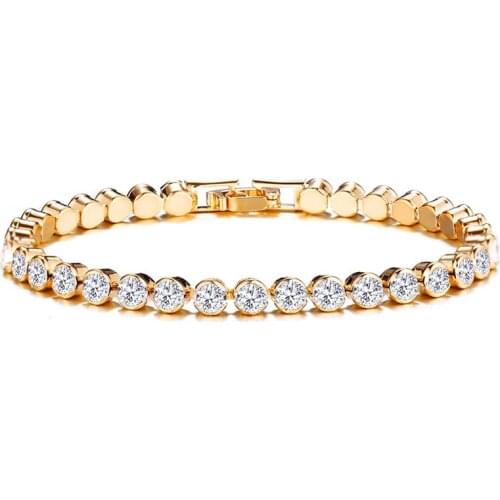 Zircon Tennis Chain Bracelet Mens Hip Hop Jewelry Copper Material sweet Rose Color Box Clasp CZ Bracelet Link 17cm