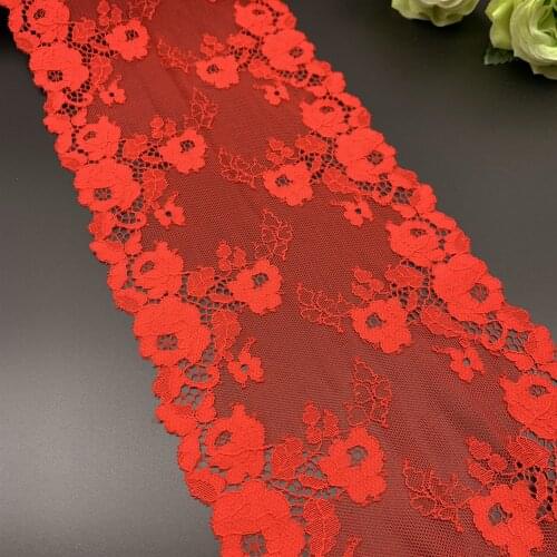 3y/lot 18cm Stretch Elastic Lace Fabric Orange DIY Crafts Sewing Supplies Decoration Accessories For Bikini Underware Lace Trim