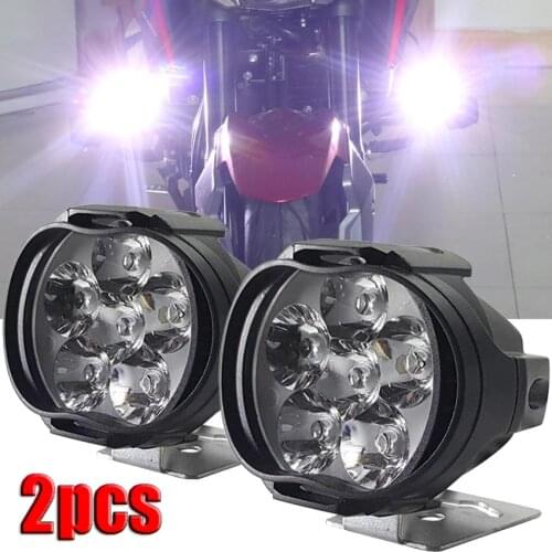2pc 6 LED Motorcycle Headlight White SpotLights Electric Vehicle Scooters Lamp High Brightness Modified Auxiliary Bulbs cycling