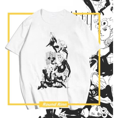 JOJOS BIZARRE ADVENTURE Giorno Giovanna GUIDO MISTA Top Printed Tee Shirt White Short Sleeve T-shirt