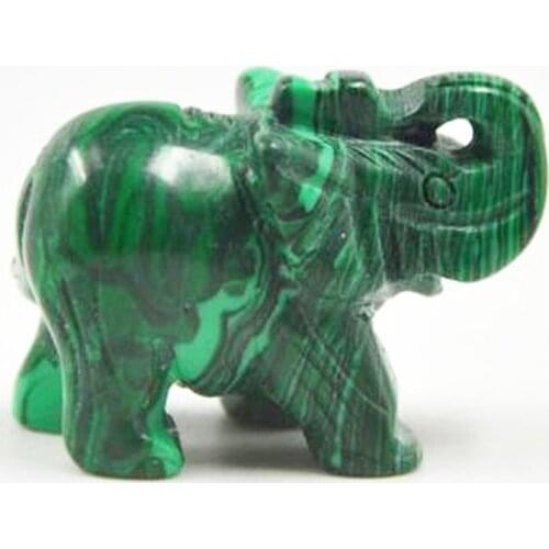 Ethnic Style Malachite Stone Engraved Elephant Shape Pendant for Gift Animal Jewelry