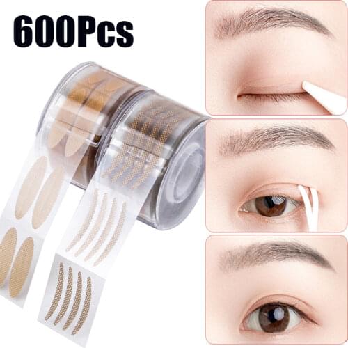 600pcs/roll Invisible Double Eyelid Tape Thin Wide Fold Self Adhesive Clear Beige Eyelid Stickers Stripe Waterproof Makeup Tools