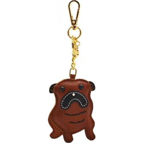 Cute animal cartoon leather keychain dog for bags cattlehide keyring women bag charm accessories suppliers sister gifts craft