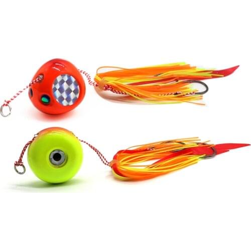 JonStar 120g deep sea jigging metal slow jig head with rubber skirts luminous glow salt water marlin inchiku