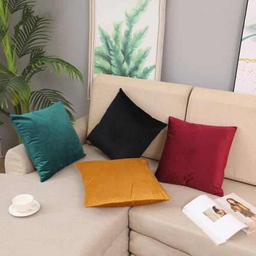 12 Colors High Quality Velvet Solid Square Pillow With Pillowcase Soft Home Hotel Sofa Pillow Ins Style Comfort Touch
