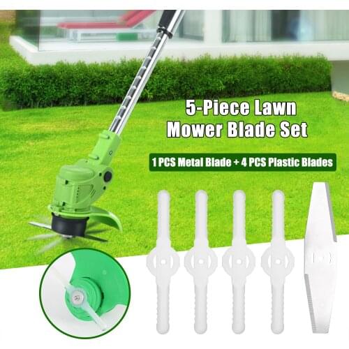 KKmoon 5-Piece Lawn Mower Blade Set Includes 1 PCS Metal Blade and 4 PCS Plastic Blades Grass Trimmer Weeder Blades Replacement