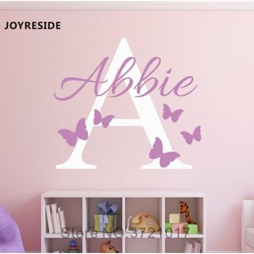 Butterflies Wall Sticker Custom Children Baby Girls Name Bedroom Kis Rooms Decoration Children Gift Wall Decals Vinyl Decal M050