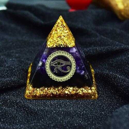 Original Natural Crystal Resin Craft Ornaments Orgonit Pyramid Eye Of Horus Amethyst Jewelry Healing Energy Prayer For Wealth