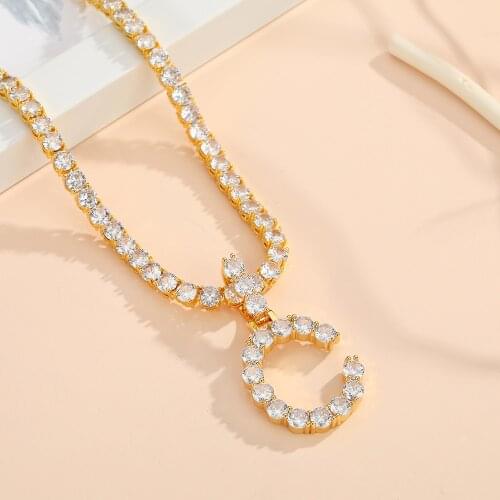 5mm Zircon Tennis Letter Necklaces Hip Hop Jewelry Tennis Chains Necklace Jewelry Initial Necklace Letter Necklace For Men/Women