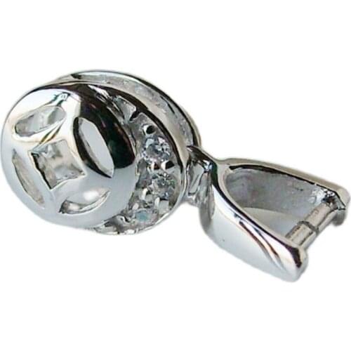 Solid 925 sterling silver wealth attraction pendant clasp connector, Silver pinch bail for necklace & pendant silver jewelry