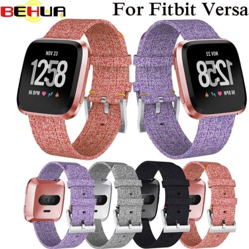 Canvas Watch Band Strap With Buckle Connector For Fitbit versa Sports Smartband Replacement Wristband 4 Colors for you choose