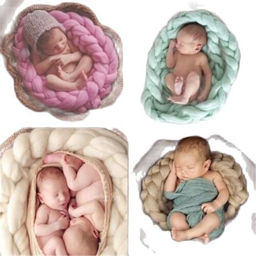 Baby Iceland Wool Fiber Blanket Rope 400cm Basket Filler Braid Blanket Basket Stuffer Newborn Photography Props Baby Shower Gift