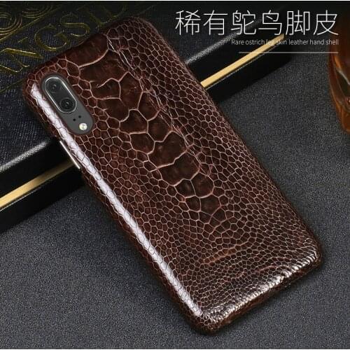 Luxury Leather phone case For Huawei P10 P20 Lite P10 P20 P30 Pro Case Natural ostrich foot skin For Mate 10 lite P smart Case