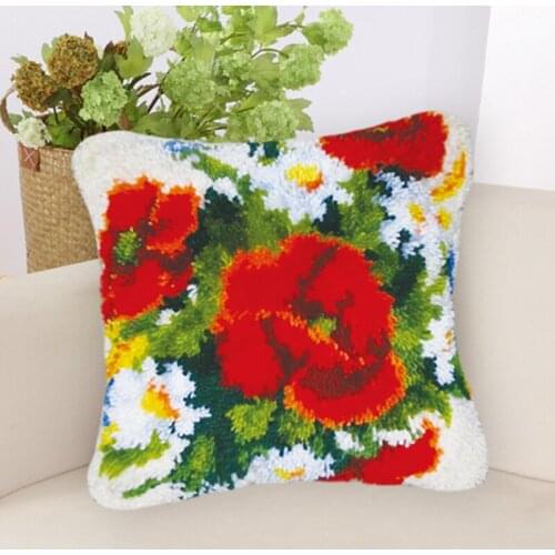 Flowers Plants Series 3D Segment Embroidery Pillow Latch Hook Rug Kits Wool Handcraft DIY Carpet Embroidery Materials Supplies