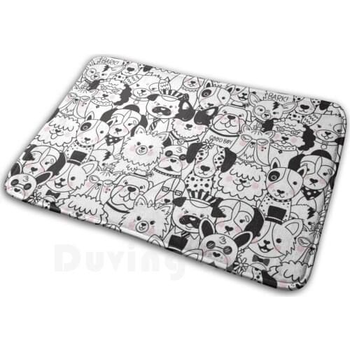Puppy Party Mat Rug Carpet Anti-Slip Floor Mats Bedroom Dogs Puppies Puppy Corgi Dalmatian Bull Dog Sheepdog Chihuahua Hound