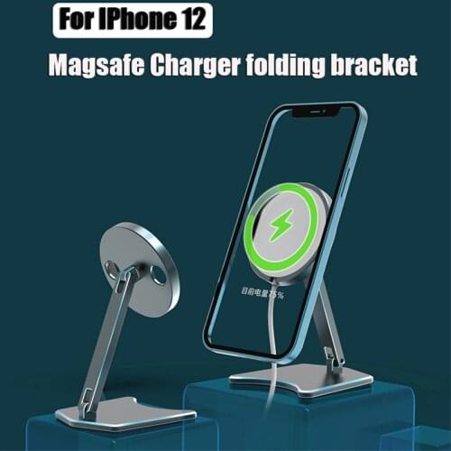 Foldable Magnetic Wireless Charger Macsafe Stand Metal Phone Holder for IPhone 12 Pro Max Mini Magsafe Holder Desktop Bracket