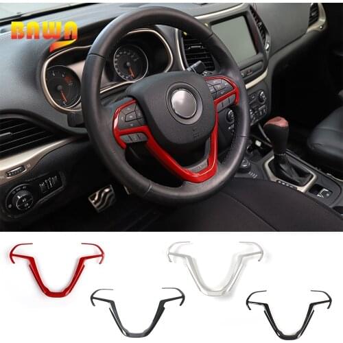 BAWA Interior Mouldings for Jeep Grand Cherokee 2014-2017 Steering wheel Sticker Decoration Trim Strip for Jeep Cherokee 2014