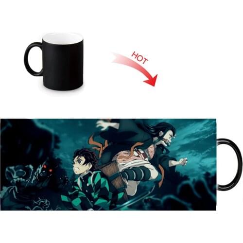 Custom Photo Magic Mug Heat Color Changing Morph Mug 350ML Demon Slayer Coffee Cup Beer Milk Mug Personalized Gift