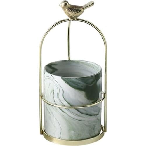 Iron Art Rack Nice-looking Ornament Creative Desktop Dried Flower Pot Bird Frame Decor for Home