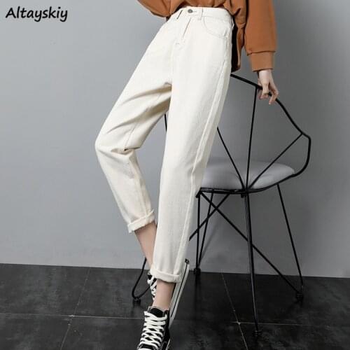 Women Jeans Harem Ankle-length High Waist Cuffs Retro Trendy Streetwear Korean Style Hip-hop All-match Female Trousers Casual