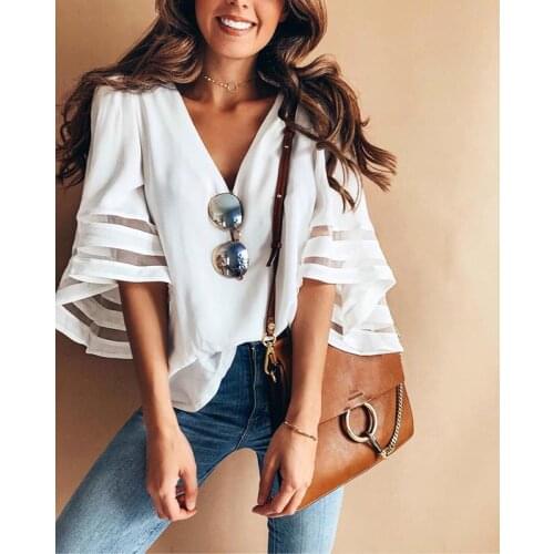 Spring and Summer New Womens European and American Loose Large Size Mesh Stitching Tops