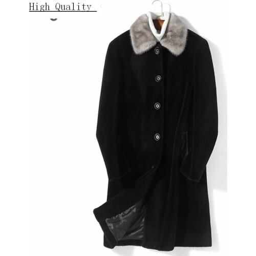 Winter Coat Men Fashion Thick Warm Real Fur Coat Natural Mink Fur Clothes 2020 Long Sheep Shearling Jackets Hiver 8396