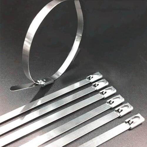 20Pcs 304 Stainless Steel Cable Ties Width 7.9mm Length 130-450mm Metal Exhaust Locking Cable Zip Tie