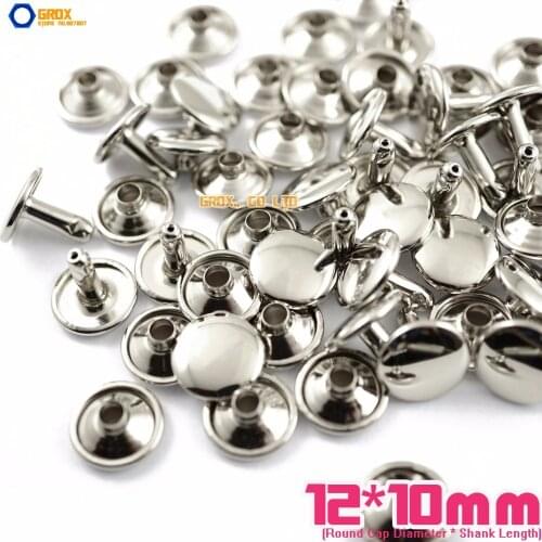 300 set 12*10mm Silver Double Cap Round Rapid Rivet Punk Rock Leathercraft Rivet