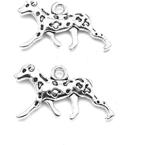 40pcs Spotted dog charms pendant 13x25mm antique silver ornament accessories jewelry making DIY base material
