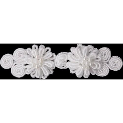 50set Craft White Braided Beaded Rhinestones Clasps Button Chinese Frog Closure Fastener Knot Button Sewing On Garment NK138
