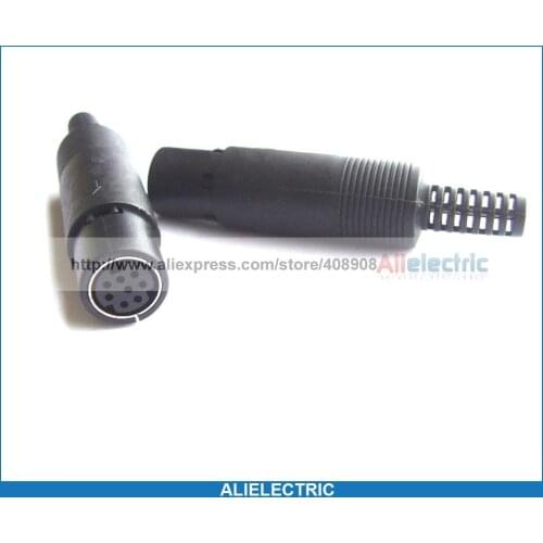 50pcs/lot 8 Pin Mini DIN Female Jack with Plastic Handle Connector Soldering Cables