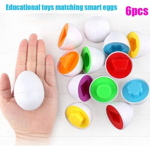 6pcs Childrens Matching Shapes Simulation Eggs Educational Toy Smart Game Motor Skills AN88
