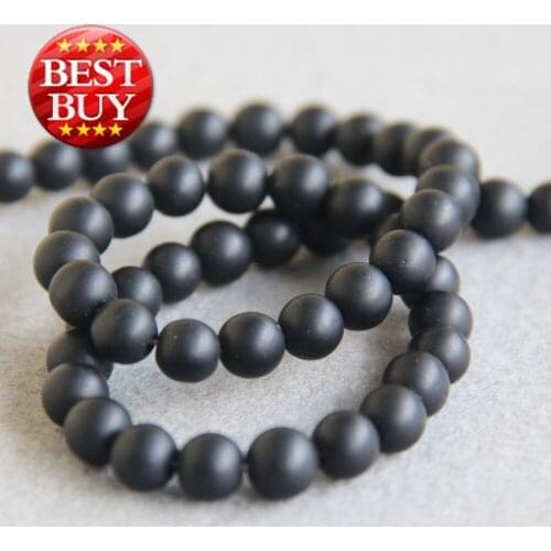 8mm Fashion Natural Black Onyx Beads Round DIY Stone Frosted Beads Accessory Parts 15inch Grind Arenaceous Jewelry Making Design