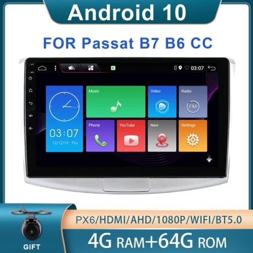 Bosion PX6 4GB+64GB Car Radio Multimedia Player For Volkswagen Passat B7 B6 CC 1Din Android 10.0 Autoradio GPS Navigation DSP