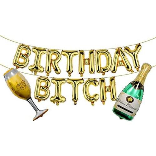 Birthday Bitch balloon banner 16th 18th 20th 21st 25th 30th 40th 50th adult Party Decoration favor gift backdrop photo prop
