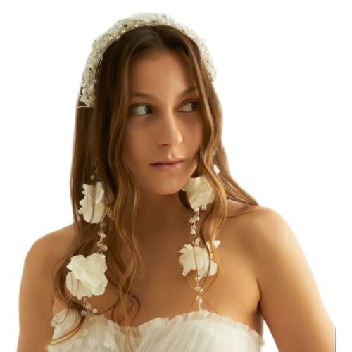 White Flower and Feathered Crown Wicca Festival crown headpiece Met Gala Floral Feathered Crown Wedding cosplay bridal party