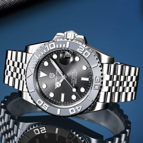 PAGANI DESIGN 40mm Mens Automatic Watch Sapphire Stainless Steel Mechanical Wristwatch Top Brand 100m Waterproof Watch for Men