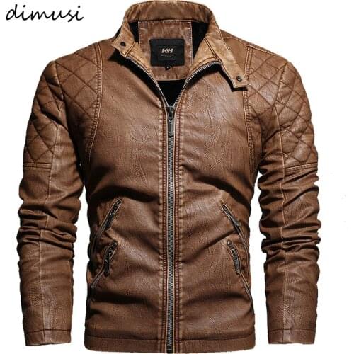 DIMUSI Mens Leather Jacket Fashion Winter Fleece Casual Motorcycle Jackets Men Faux Leather Biker Jackets Clothing 4XL