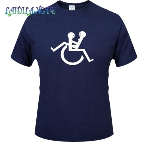Cotton T shirt Print Wheelchair disability Men Classical Comfortable Summer T-shirt Short Sleeve Fitness Basic Undershirt