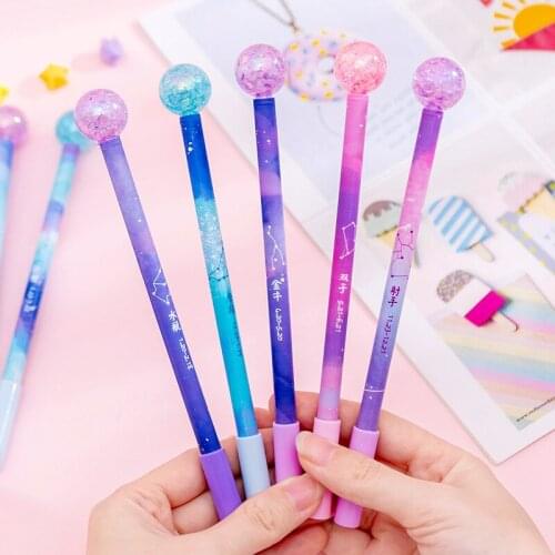 Twelve Constellations Cute Girls Heart Chinese Zodiac Gel Pen Creative INS Dreamy Planet Ball Pen Students School Stationery