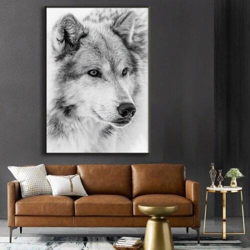 White Wolf Pictures Poster Prints Wild Animal Canvas Painting Prairie Wolf Wall Art Modern Living Room Decor Wall Paintings