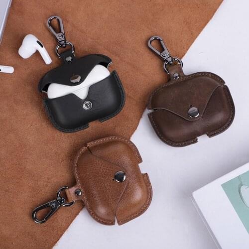Anti-Fall Leather Matching Case For Apple Airpods Pro Wireless Charger Airpod Case Leather Genuine Business Men Cover