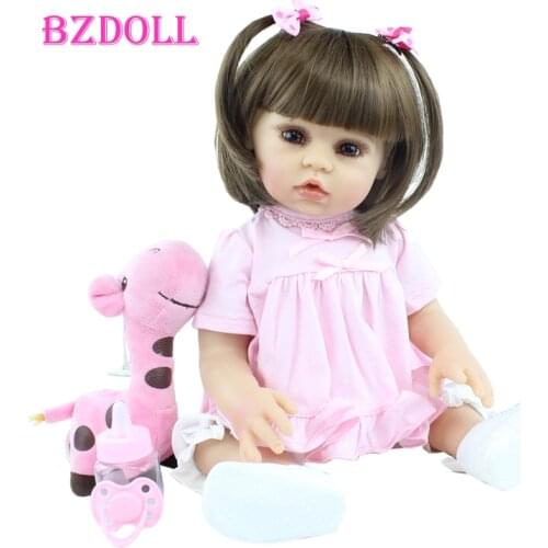 48 CM Full Soft Silicone Reborn Doll For Girl 19 inch Vinyl Body Babies Dress Up Birthday Gift Bonecas Kids Bathe Toy