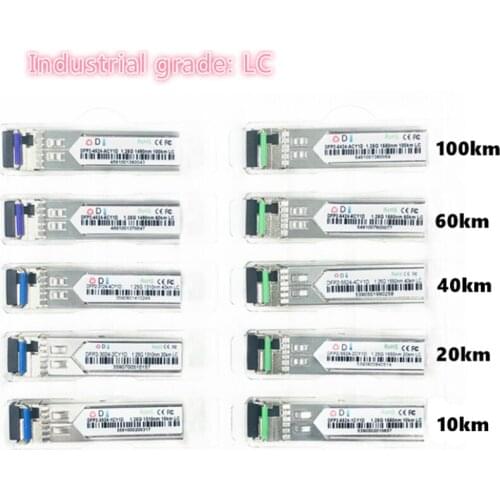 LC SFP Fiber optic module Industrial grade -40~+80 Celsius 1.25G10/20/40/60/100KM 1310/1490/1550nm compatible optical module