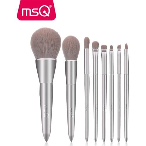 MSQ 8pcs Makeup Brushes Set Powder Eyeshadow Make Up Brush Kit Soft Synthetic Hair With Leather Bag Cosmetic Tool Wood Handle