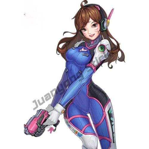 Sexy Anime Girl Overwatch - D.Va (Hana Song) Motorcycle Car Sticker Styling for Window Trunk Refrigerator Stickers PVC13x9cm